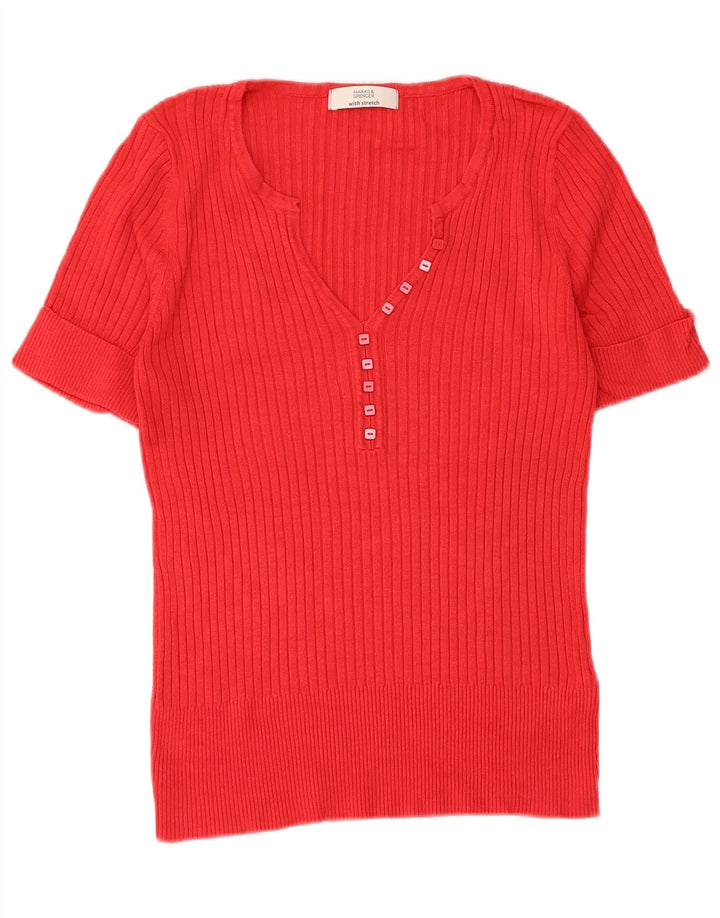 Camiseta feminina Marks & Spencer UK 14 viscose vermelha média