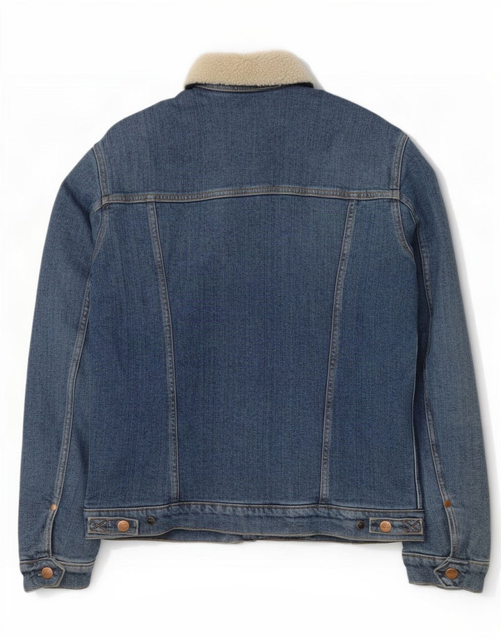 Jaqueta jeans masculina Wrangler Sherpa Reino Unido 36 algodão azul pequeno