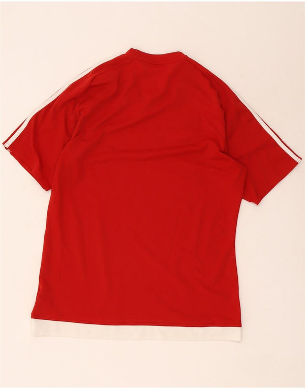 Adidas Mens Climalite Camiseta Top Médio Vermelho Colorblock Poliéster