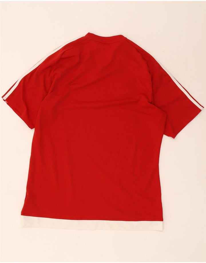 Adidas Mens Climalite Camiseta Top Médio Vermelho Colorblock Poliéster