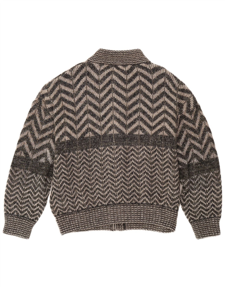 Suéter Cardigan Masculino Vintage XL Cinza Chevron