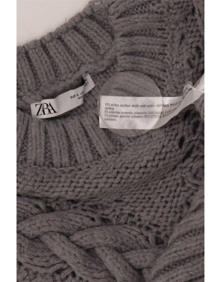 Zara Womens Vest Tank Top UK 10 Pequeno Acrílico Cinza