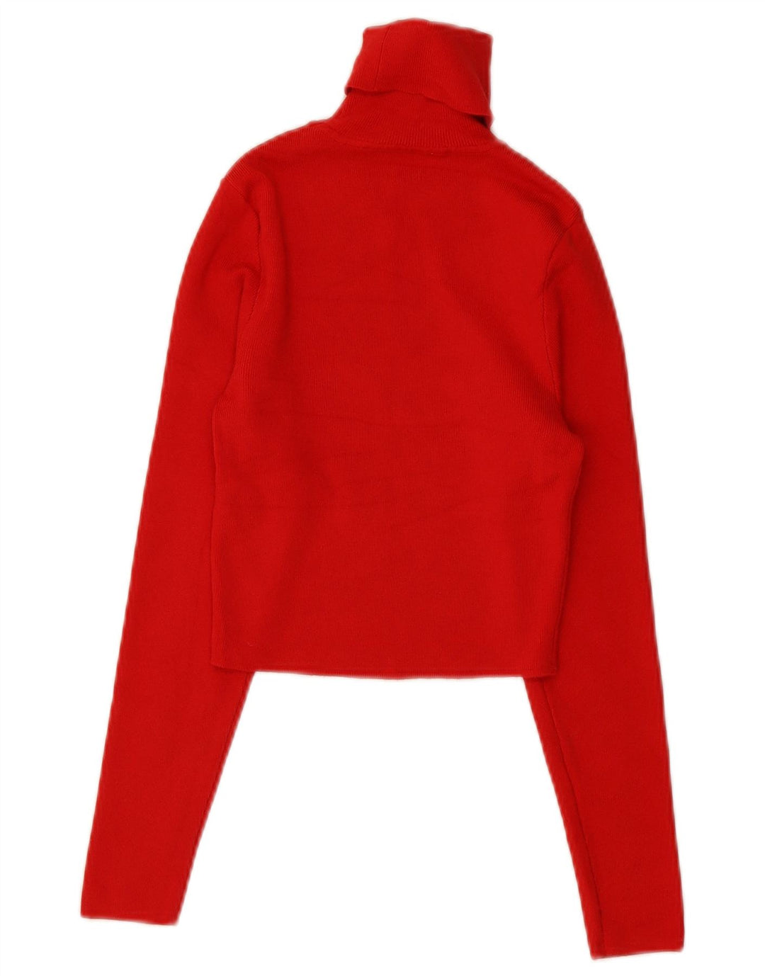 Zara Suéter feminino cropped com gola redonda Reino Unido 12 viscose vermelha média