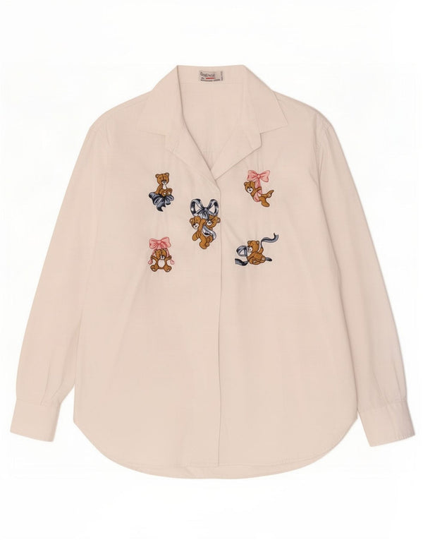 Camisa feminina Teddy Bear gráfica Emmanuel Schvili Reino Unido 16 grande branca
