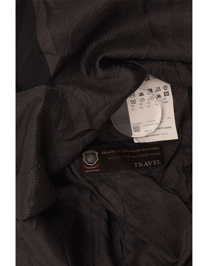 Jaqueta Blazer Masculina Hugo Boss com 2 Botões IT 52 XL Lã Virgem Cinza