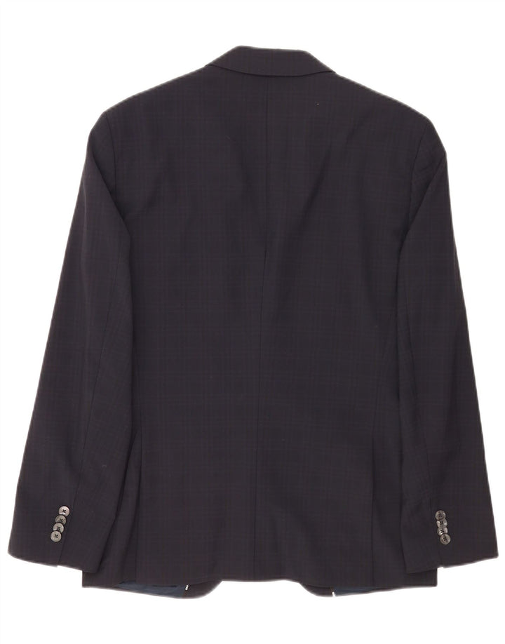 Hugo Boss Mens Jaqueta Blazer de 2 Botões EU 48 Médio Azul Marinho Check Clássico