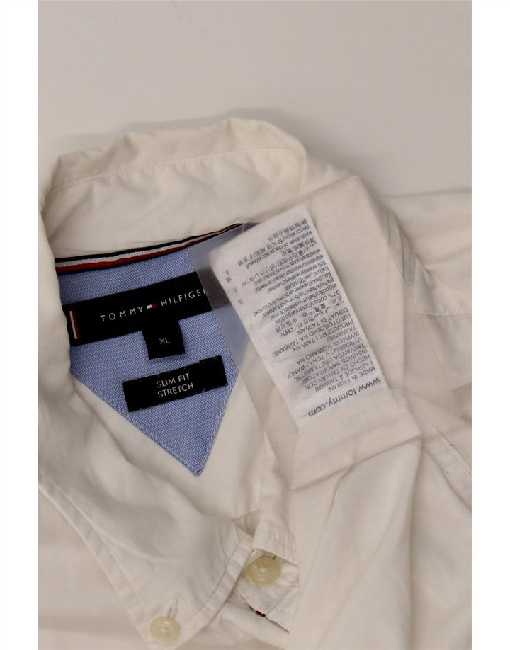Tommy Hilfiger Mens Slim Fit Camisa XL Algodão Branco