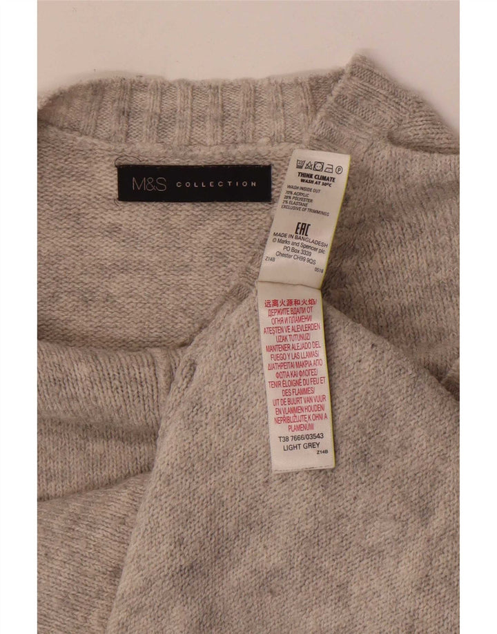 Suéter feminino Marks & Spencer com gola redonda Reino Unido 14 cinza médio acrílico