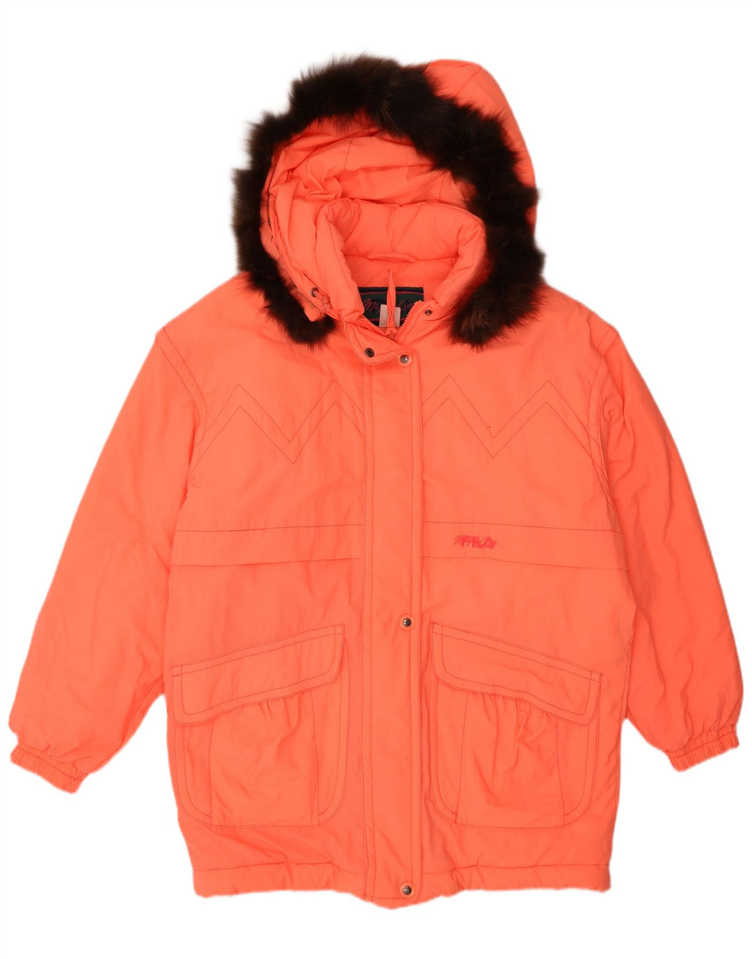 Casaco feminino Fila com capuz oversized acolchoado IT 44 médio laranja poliamida