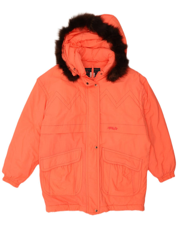Casaco feminino Fila com capuz oversized acolchoado IT 44 médio laranja poliamida