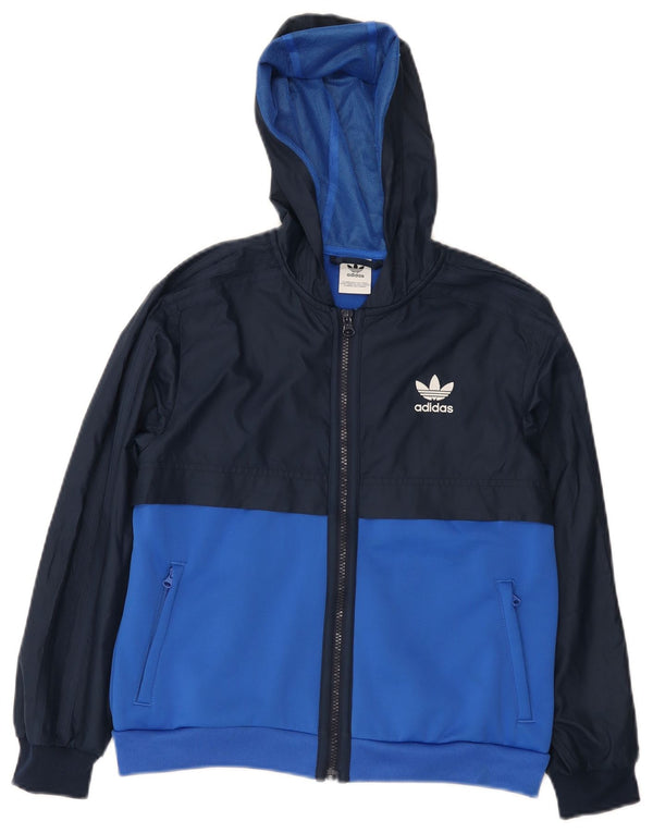 Adidas Meninos Jaqueta com capuz com capuz 10-11 anos Azul marinho Colourblock