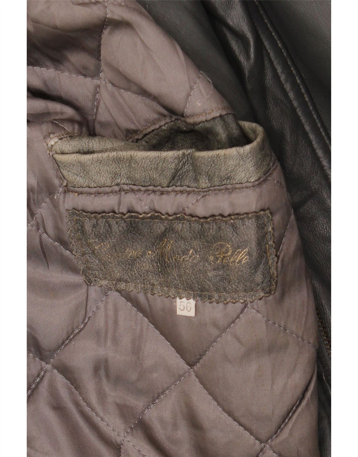 Jaqueta de couro masculina vintage IT 56 3XL preta