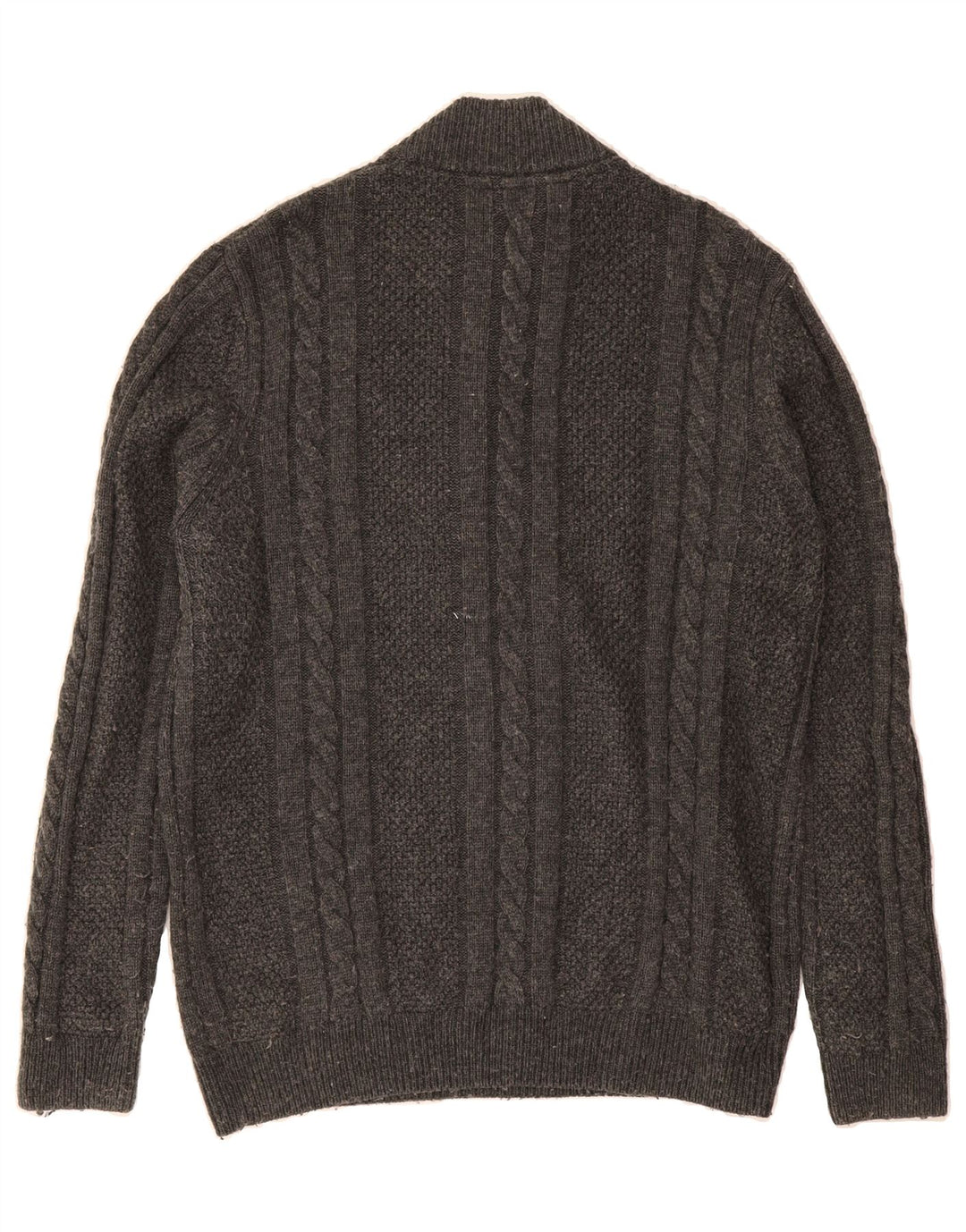 CREW CLOTHING Mens Zip Neck Jumper Sweater XL Grey Wool Vintage Crew Clothing and Second-Hand Crew Clothing from Messina Hembry 