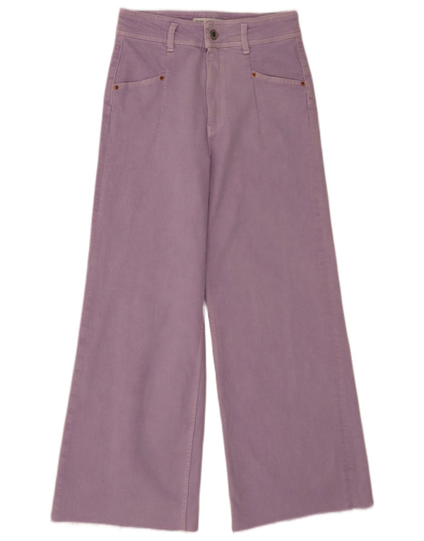 Zara Jeans feminino cintura alta com perna larga UE 38 pequeno W28 L27 algodão roxo