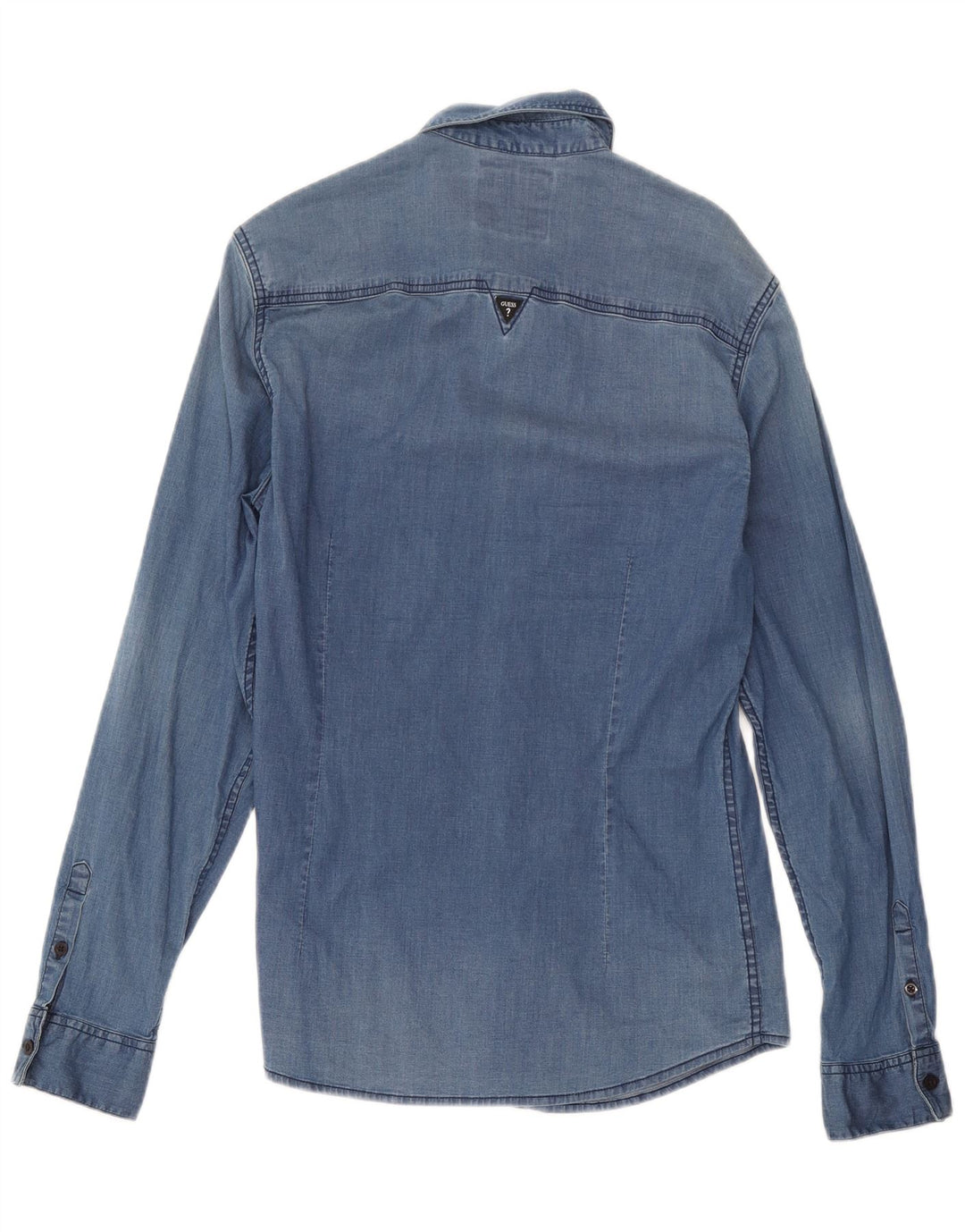 Camisa jeans masculina Guess Slim Fit pequena azul