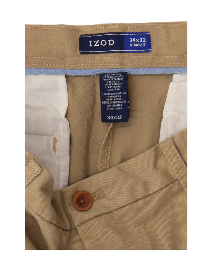 IZOD Mens Straight Chino Trousers W34 L32 Beige Cotton Vintage Izod and Second-Hand Izod from Messina Hembry 