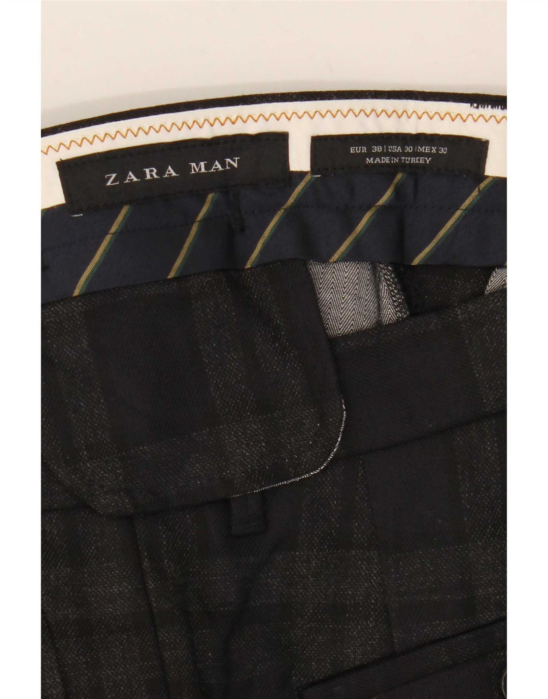 Zara Mens Slim Cropped Calças EU 38 Pequeno W30 L25 Cinza Poliéster Xadrez