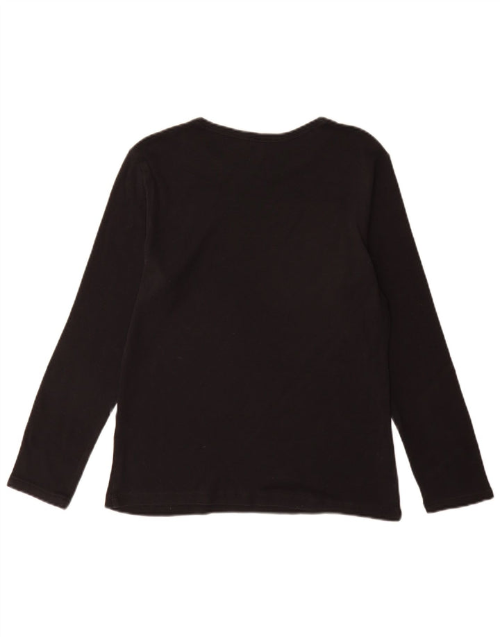 Top feminino Marks & Spencer manga comprida Reino Unido 14 algodão preto médio