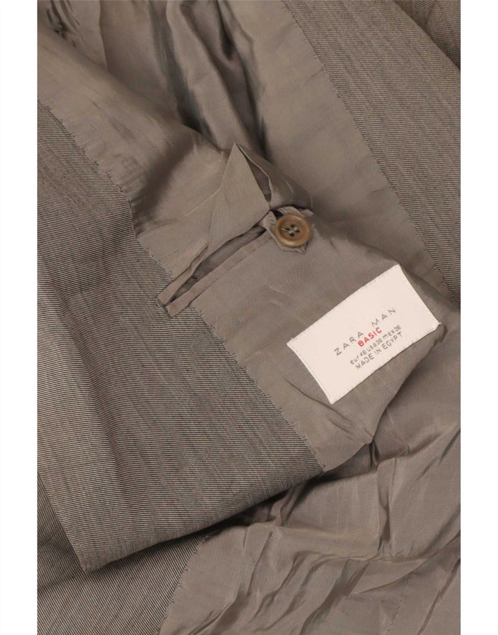 Jaqueta blazer masculina Zara com 2 botões EU 46 pequena cinza