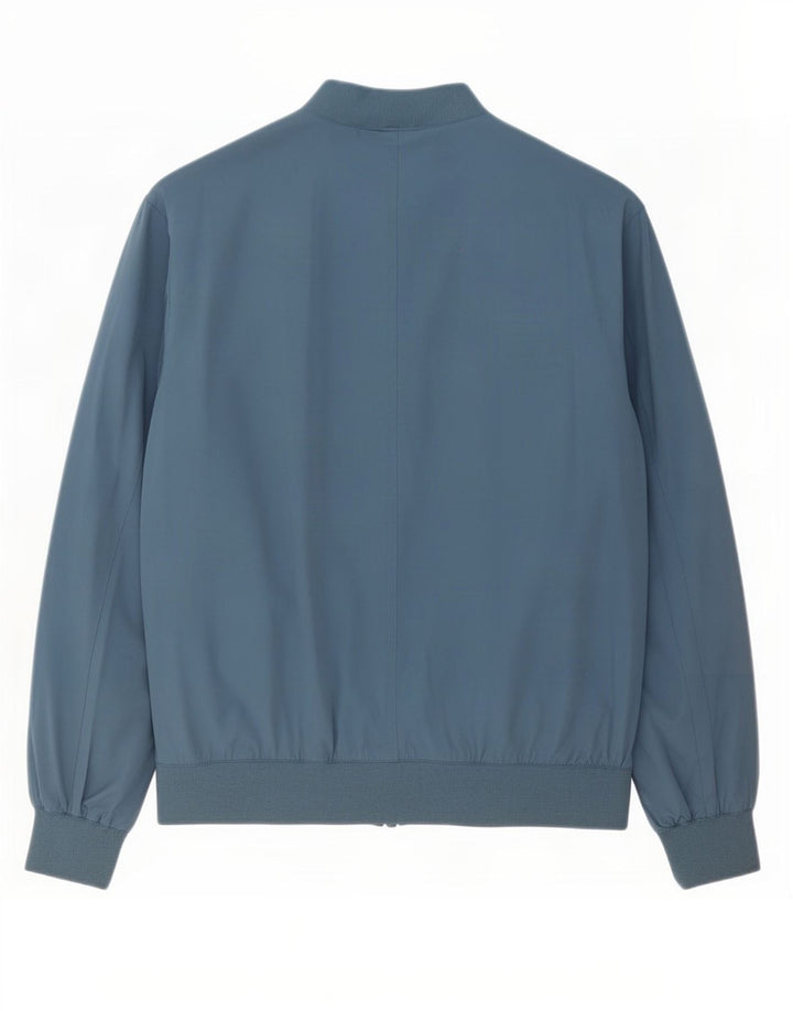 Jaqueta bomber masculina Zara UK 40 poliéster azul grande