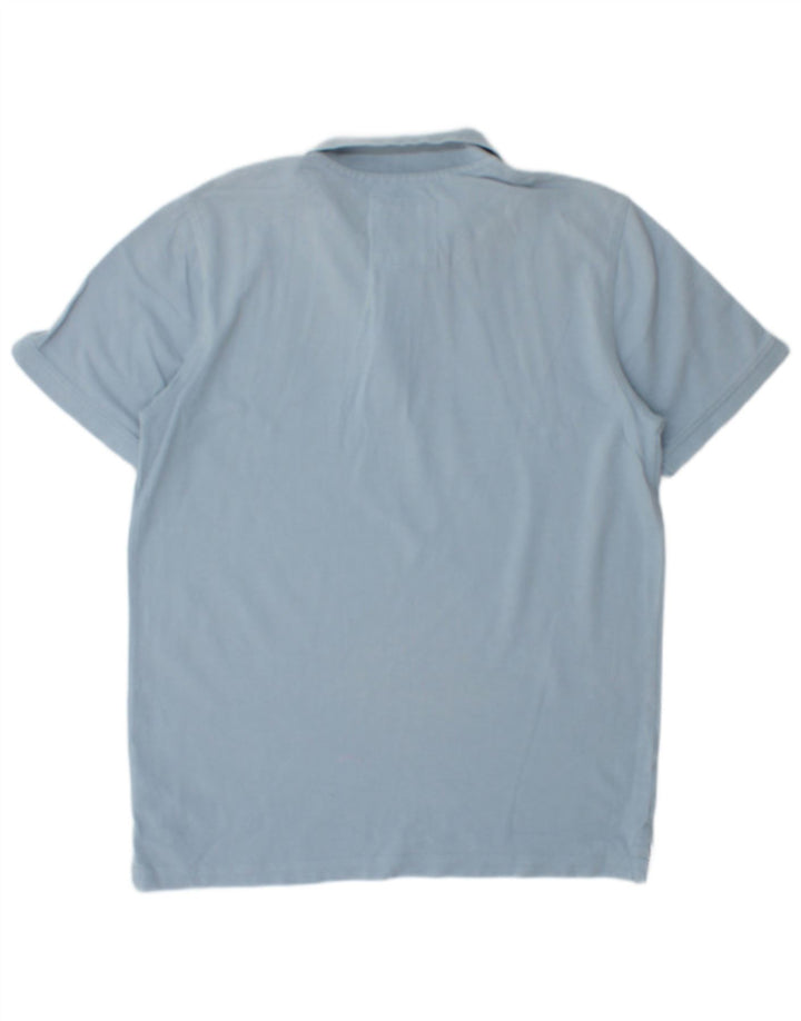 CREW CLOTHING Camisa polo masculina de algodão azul médio