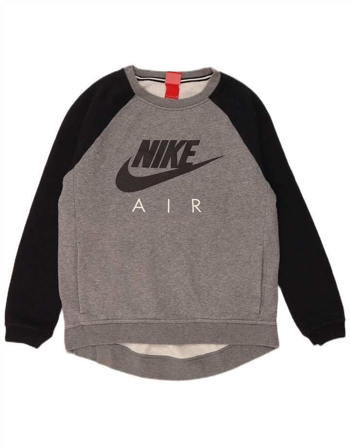 Moletom gráfico masculino Nike Jumper pequeno cinza colorblock algodão