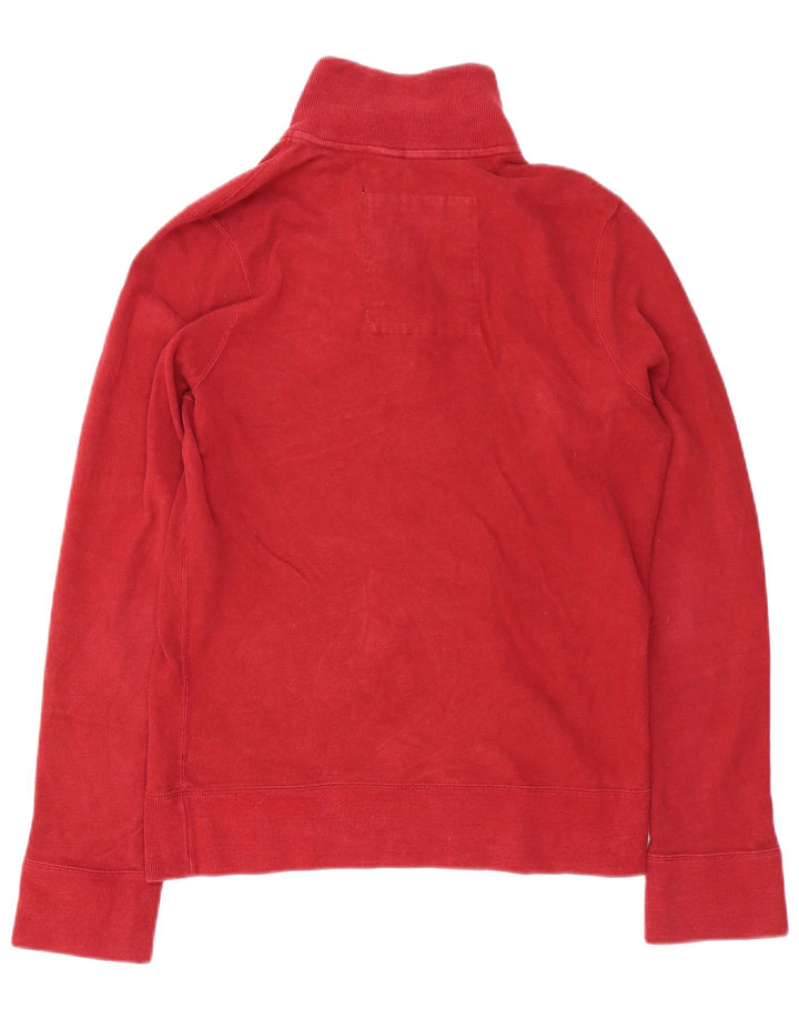 Moletom masculino Hollister com gola redonda e botão, algodão vermelho médio