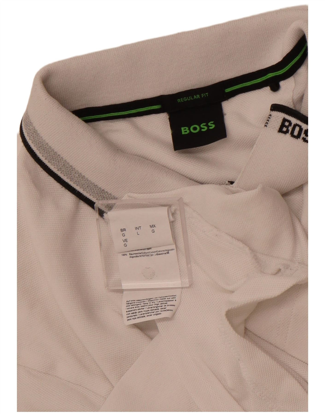 Camisa polo masculina de ajuste regular HUGO BOSS grande algodão branco