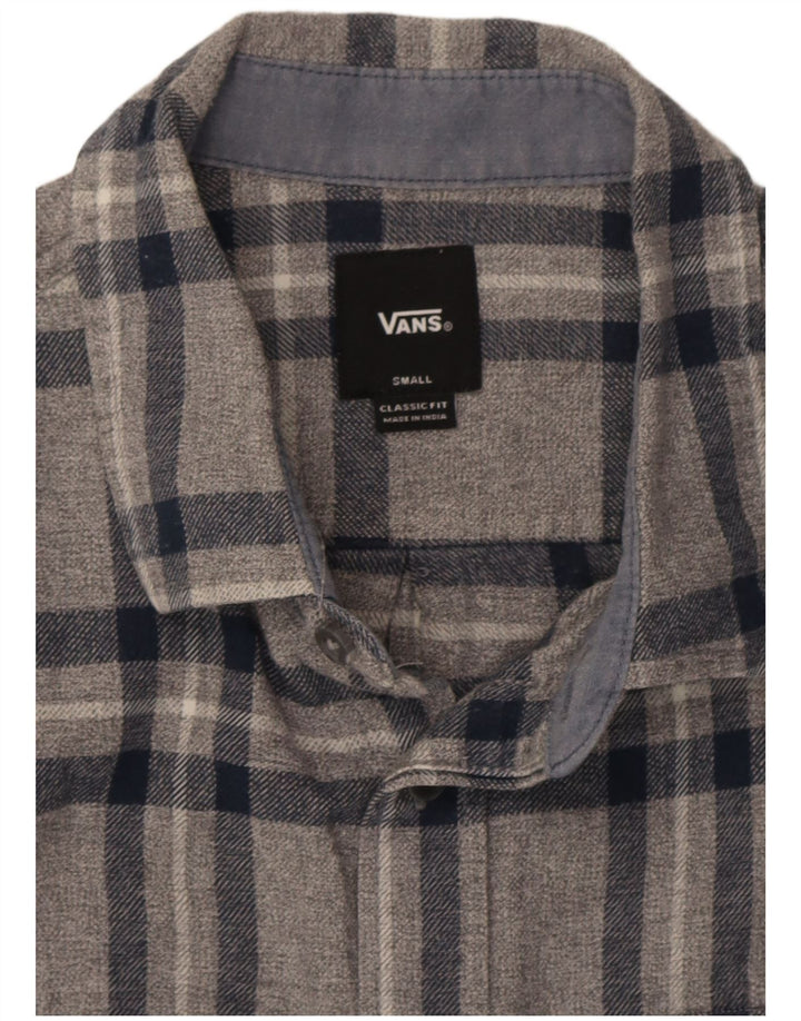 Camisa masculina Vans Classic Fit flanela pequena cinza xadrez algodão