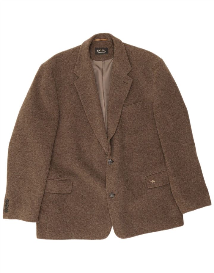 Jaqueta blazer masculina Camel Active com 2 botões Reino Unido 44 2XL lã virgem cinza
