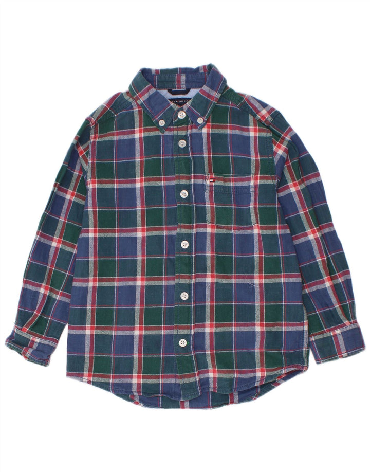 Camisa masculina Tommy Hilfiger 4-5 anos algodão xadrez azul