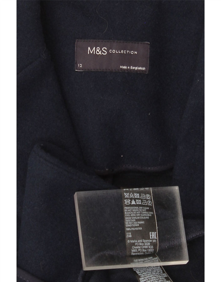 Sobretudo feminino Marks & Spencer UK 12 poliéster azul marinho médio