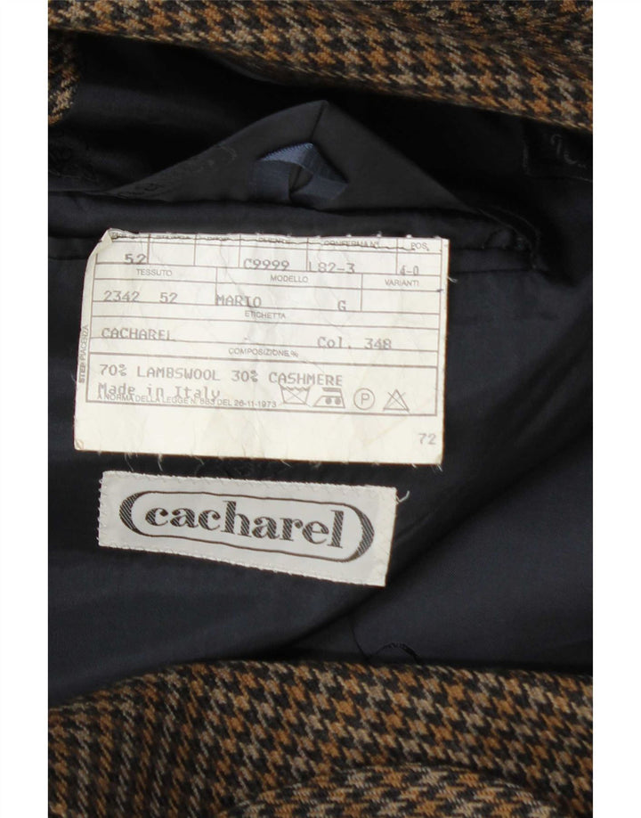 Jaqueta Blazer Masculina Cacharel com 2 Botões IT 52 XL Marrom Houndstooth Lã