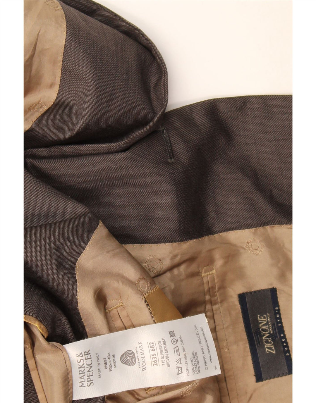 Jaqueta blazer masculina de 3 botões Marks & Spencer Reino Unido 40 grande lã cinza