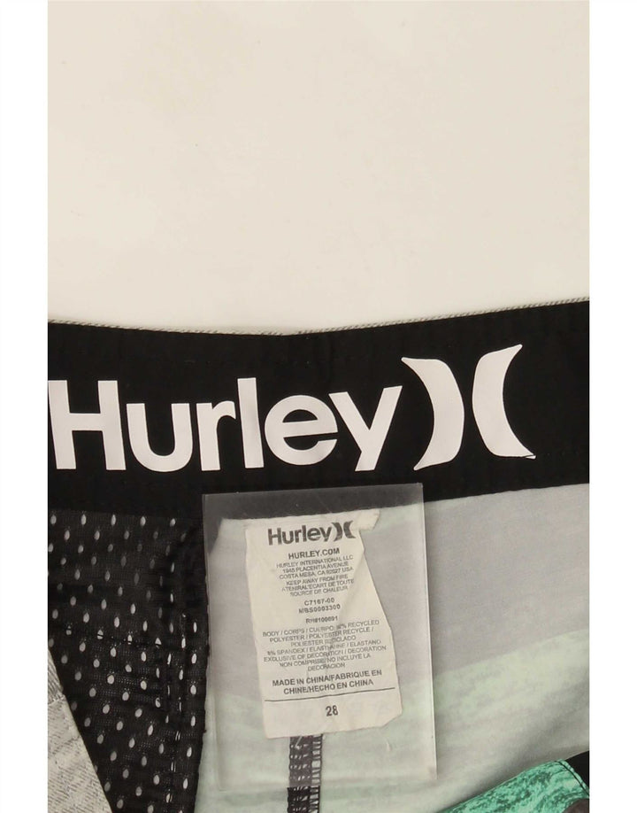 Shorts de natação masculino Hurley pequeno poliéster listrado cinza