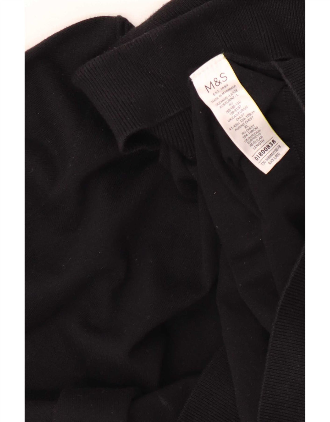 Suéter masculino Marks & Spencer com gola redonda, grande algodão preto