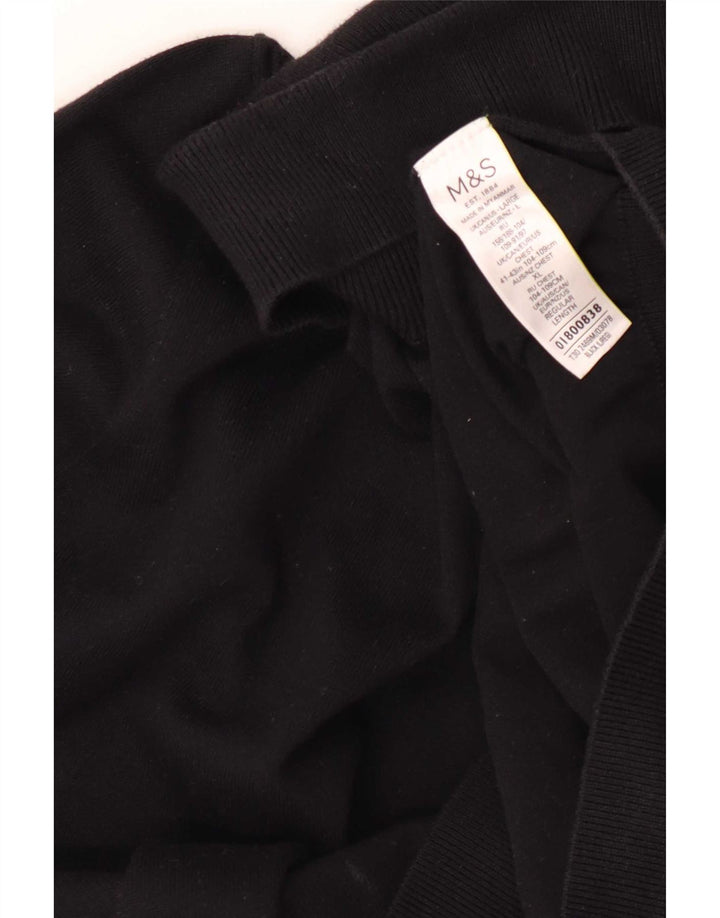 Suéter masculino Marks & Spencer com gola redonda, grande algodão preto