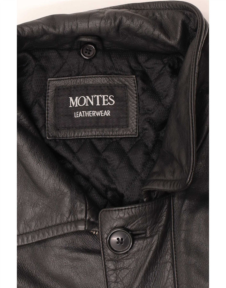 Casaco de couro masculino Montes UK 38 médio preto