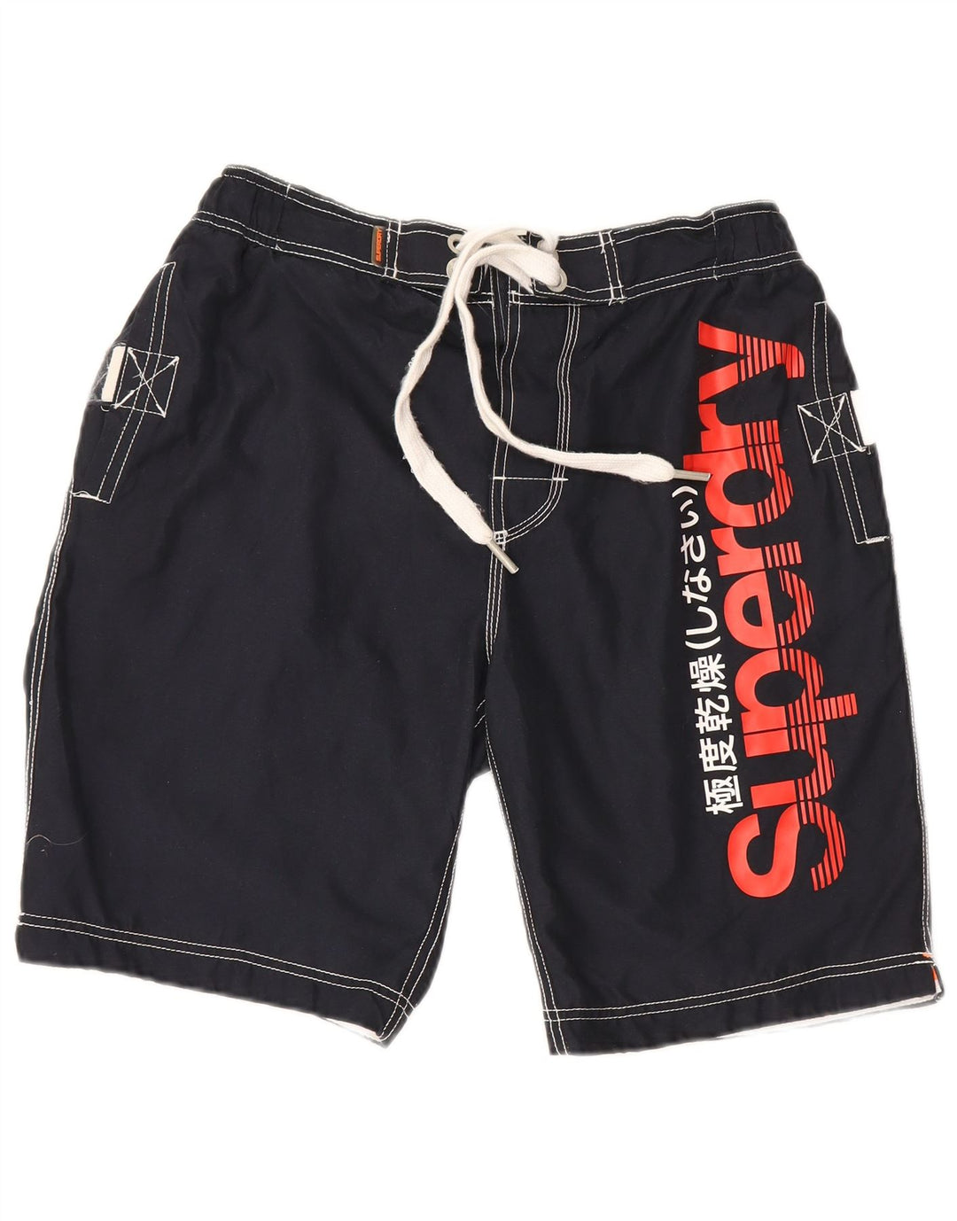 Shorts de natação masculino Superdry Graphic Regular grande poliéster azul marinho