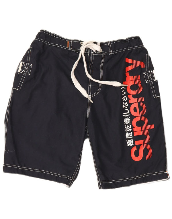 Shorts de natação masculino Superdry Graphic Regular grande poliéster azul marinho