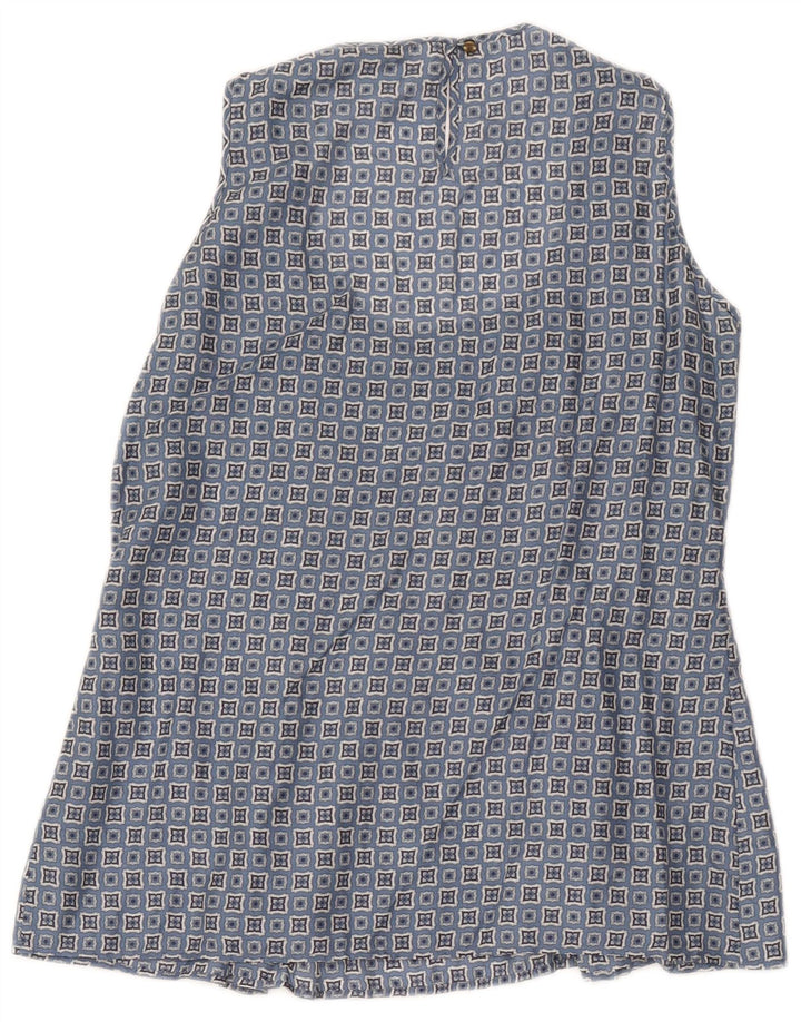 Blusa feminina sem mangas Massimo Dutti top EU 42 grande azul geométrico