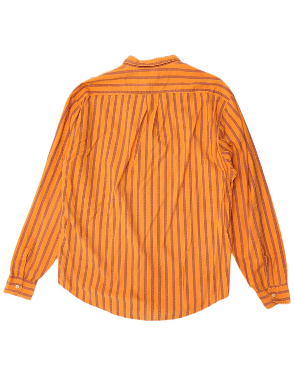 Camisa masculina vintage XL algodão listrado laranja