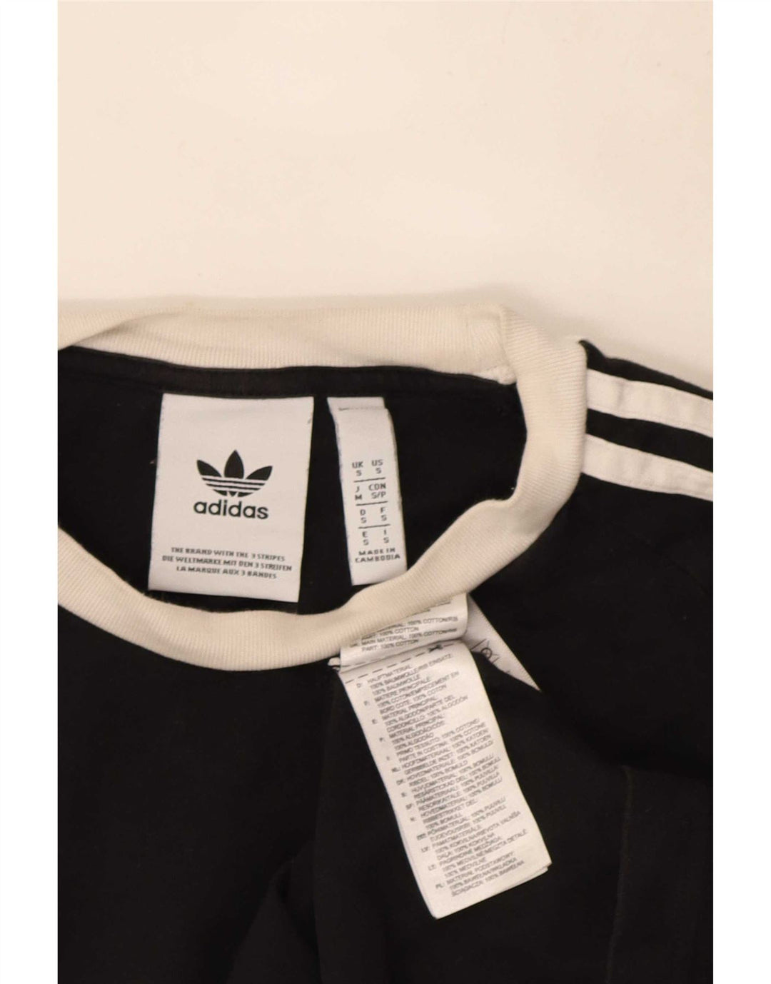 Adidas Mens Camiseta Top Pequeno Algodão Preto