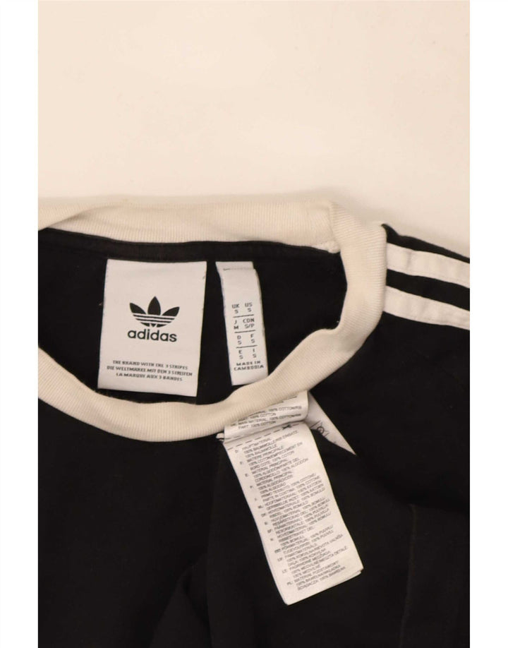 Adidas Mens Camiseta Top Pequeno Algodão Preto