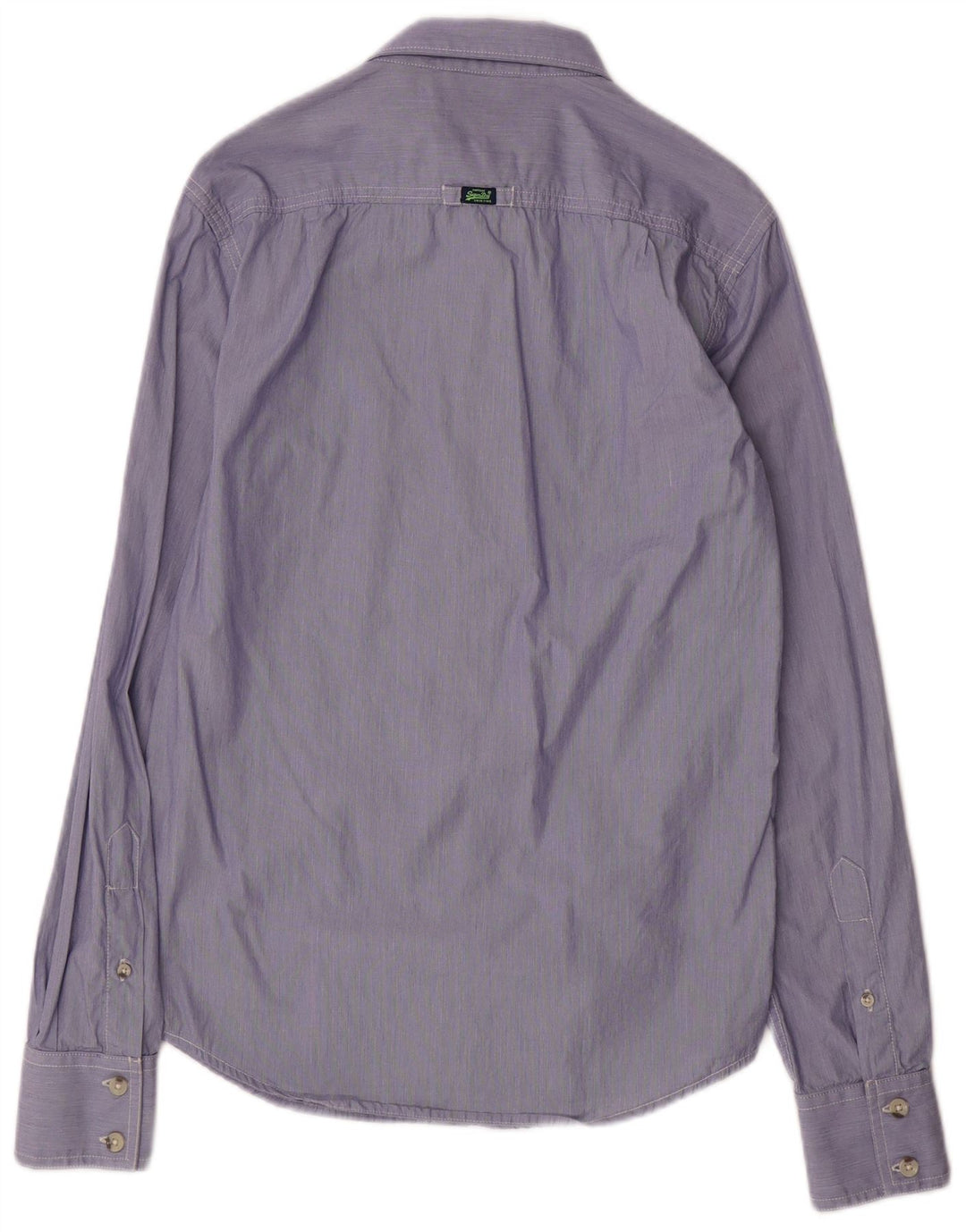 Camisa masculina SUPERDRY pequena listrada azul de algodão