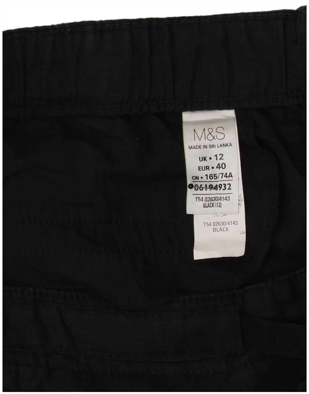 Saia reta feminina Marks & Spencer Reino Unido 12 médio W32 linho preto