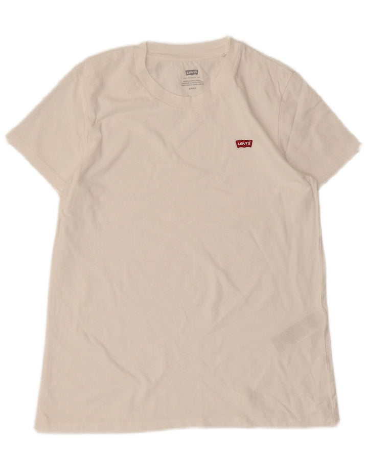 Camiseta feminina LEVI'S UK 10 pequena algodão branco