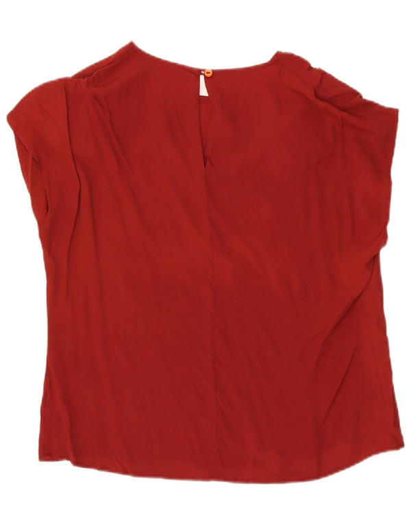 Blusa feminina vintage top IT 46 grande seda vermelha