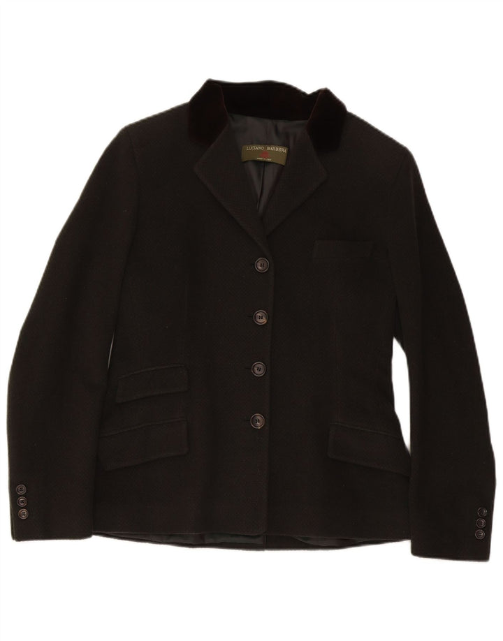 Luciano Barbera Jaqueta blazer feminina de 4 botões IT 44 angorá verde médio