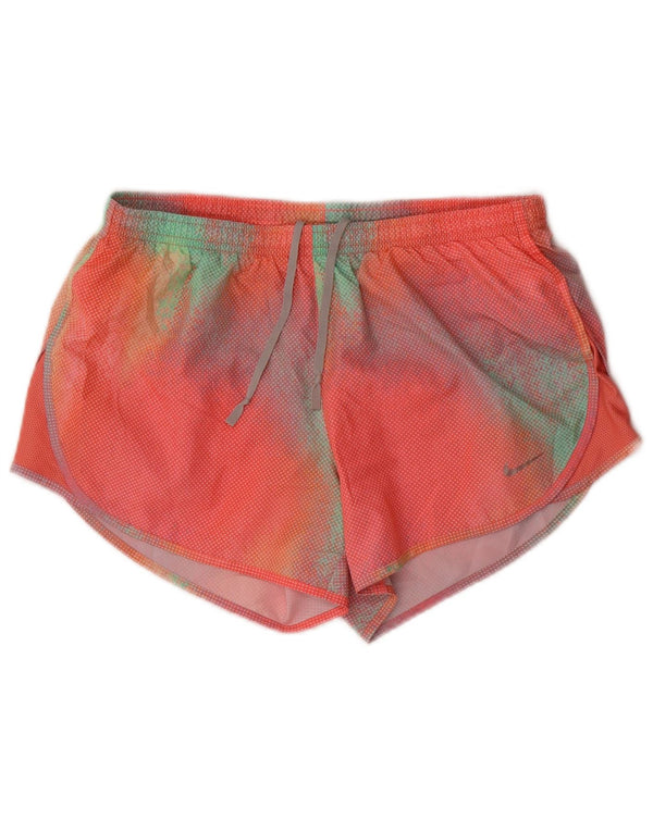 Shorts esportivos femininos Nike Dri Fit UK 10 pequenos multicoloridos tie-dye